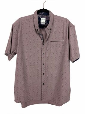Level Ten Peached Poplin Button Down Shirt XL Mauve Micro Print 100% Cotton